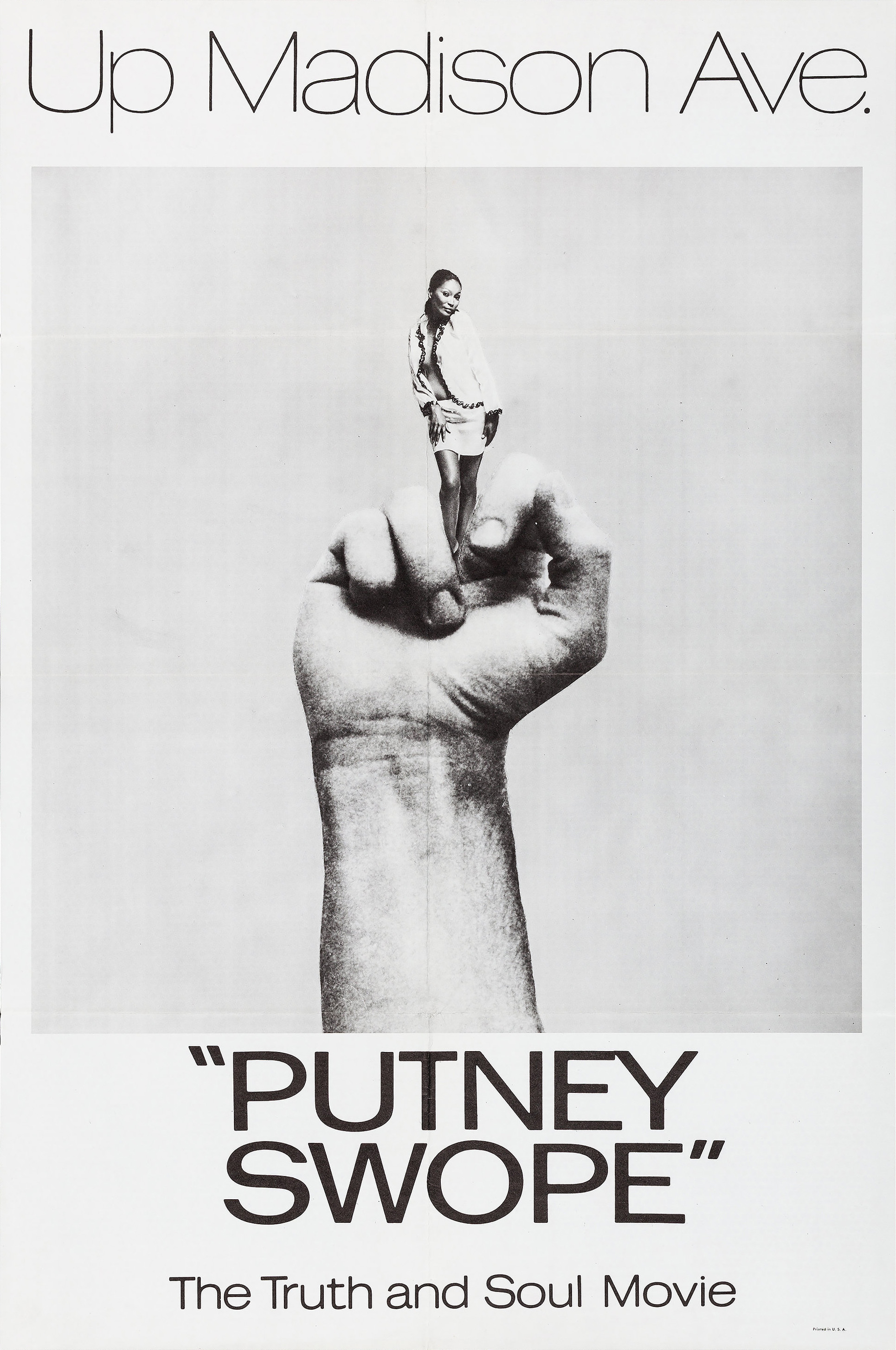 Putney Swope 1969 theatrical poster: a raised fist with a girl's silhouette replacing the middle finger